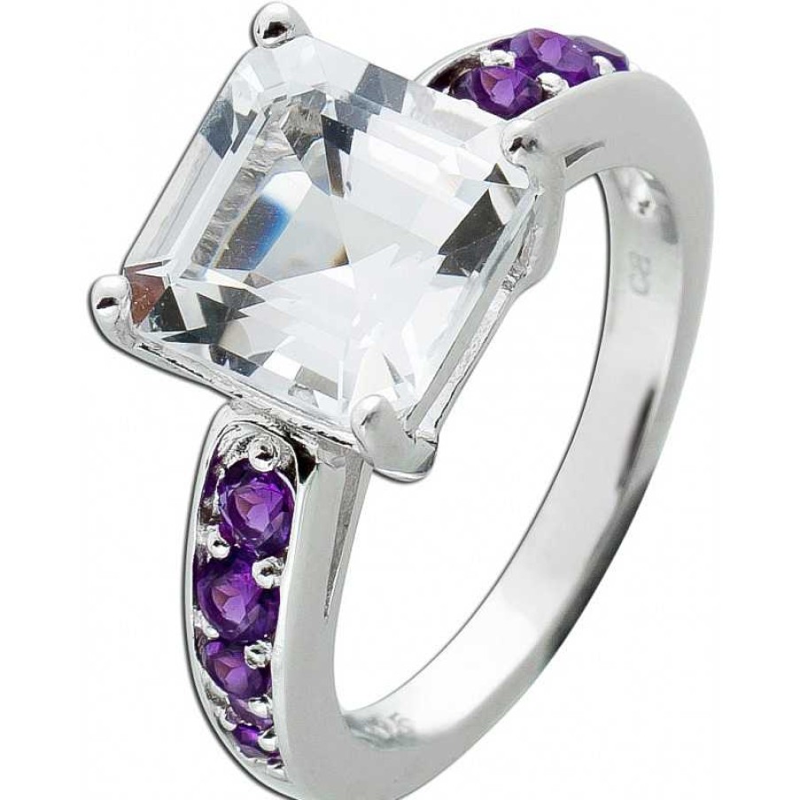 Ringe CH.ABRAMOWICZ | Ring Silber 925 1 Wei Er Topas 10 Amethyste Krappengefasst