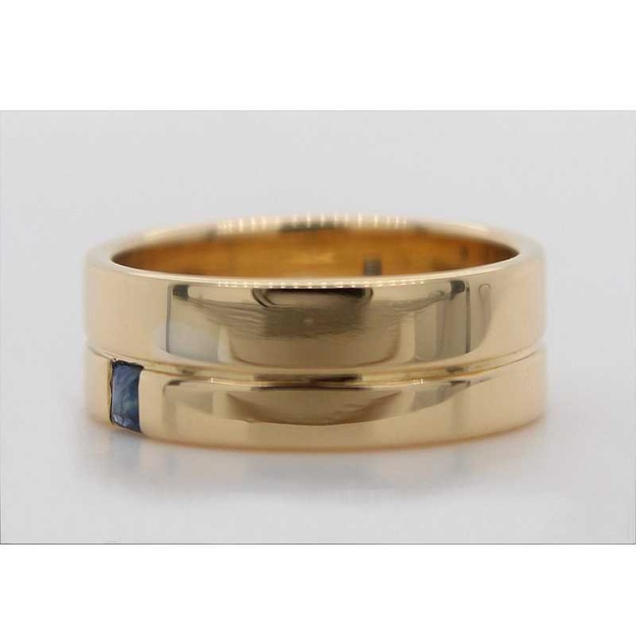 Ringe CH.ABRAMOWICZ | Solit Rring Gelbgold 750 Feinster Blauer Saphir 0,10Ct. Carree Schliff