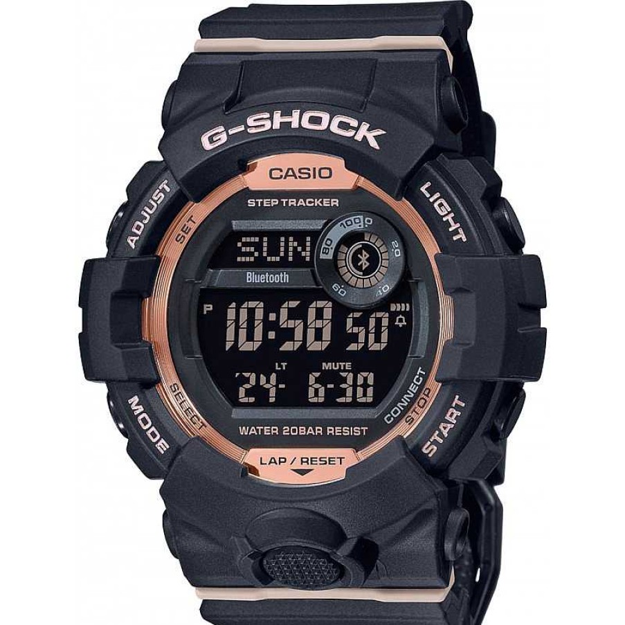 Uhren Casio | G-Shock Gmd-B800-1Er Damenuhr Taucheruhr Stopp Uhr Bluetooth Schwarz Pink