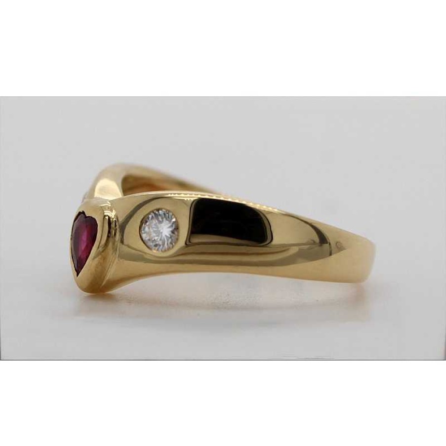 Ringe CH.ABRAMOWICZ | Ring Gelbgold 750 Roter Rubin Edelstein 0.30Ct. Diamanten 0.16Ct.