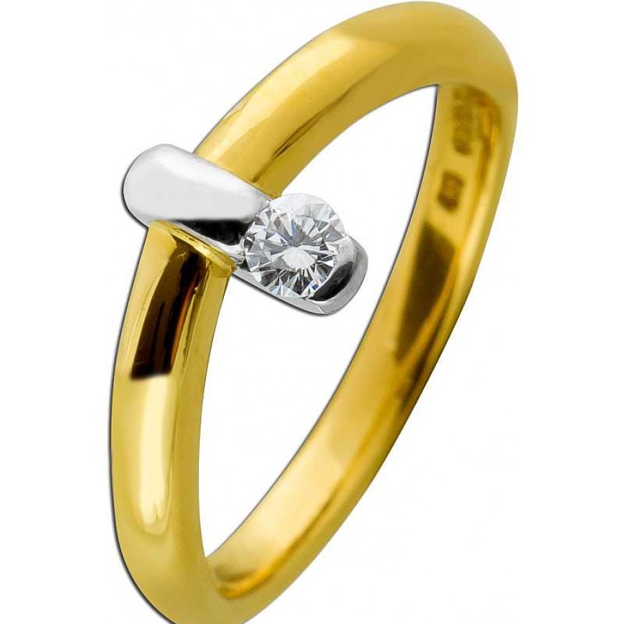 Ringe CH.ABRAMOWICZ | Solit Rring Gelb Und Wei Gold 750 1 Diamant 0,12Ct. Tw/Vsi