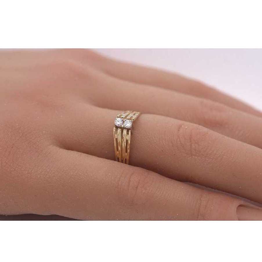 Ringe CH.ABRAMOWICZ | Diamantring Gelbgold 14 Karat 2 Brillanten 0,08Ct.Tw/Vvs Antik 1970