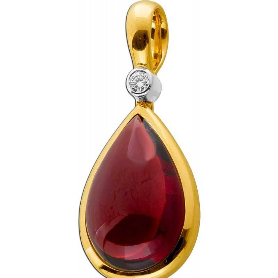 Kettenanh Nger CH.ABRAMOWICZ | Anh Nger Gelbgold 750 Almandine Granat Rubin Rot 26Ct Brillant 0,10