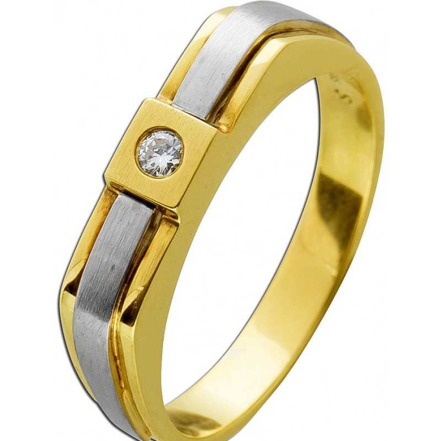 Ringe CH.ABRAMOWICZ | Brillantring Gelb-Wei Gold 585 Brillant 0,04Ct. Carree Fassung