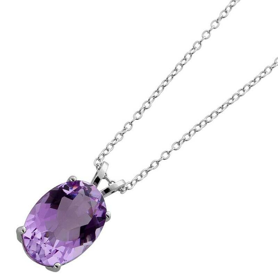 Halskette CH.ABRAMOWICZ | Kette Mit Anh Nger Silber 925 1 Brasilianischer Amethyst Rhodiniert