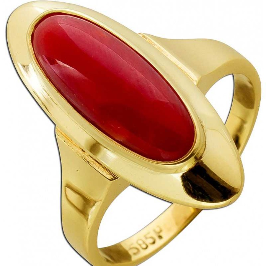 Ringe CH.ABRAMOWICZ | Korallenring Gelbgold 585 Sardische Koralle 5,50Ct. In Ochsenblut