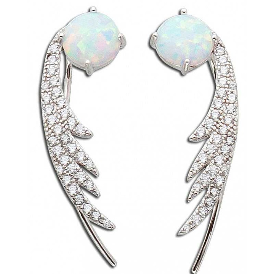 Ohrringe CH.ABRAMOWICZ | Opal Ohrringe Fakepiercing Silber 925 Zirkonia Weiss