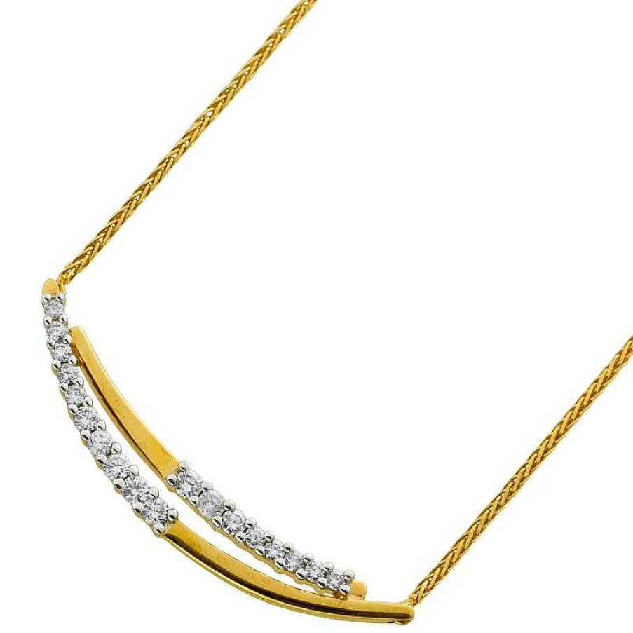 Halskette CH.ABRAMOWICZ | Collier Gelb Wei Gold 375 18 Brillanten 0,30Ct. W/Si Krappen Gefasst