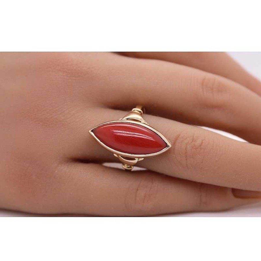 Ringe CH.ABRAMOWICZ | Korallenring Gelbgold 585 Sardische Koralle Rot Leuchtend Ca.12,00Ct.