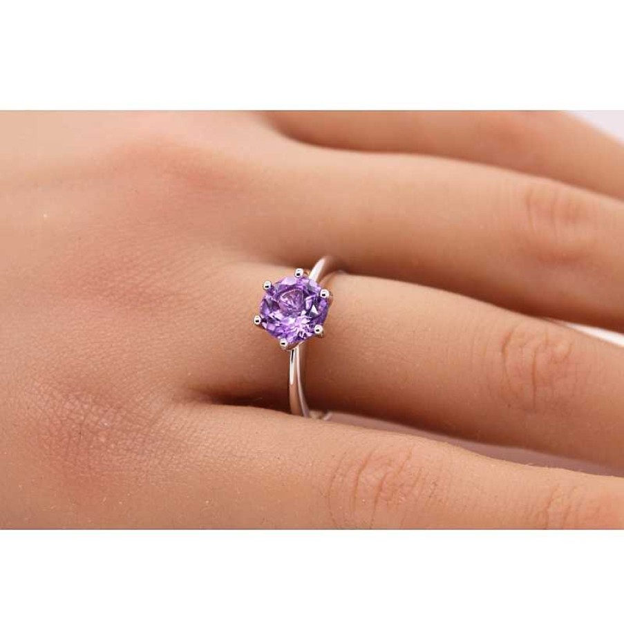 Ringe CH.ABRAMOWICZ | Solit Rring Silber 925 Lila Amethyst Edelstein 2,00Ct. Brillantschliff