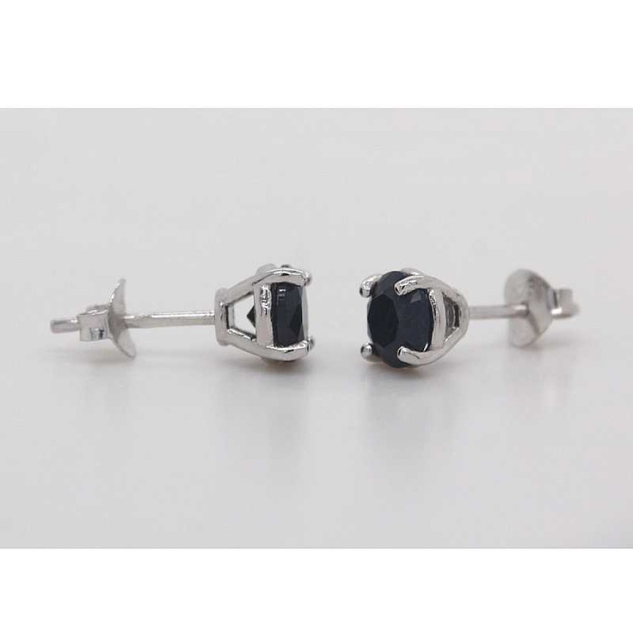 Ohrringe CH.ABRAMOWICZ | Ohrstecker Silber925 2 Schwarze Saphire Ca.1,00Ct. Krappen Gefasst