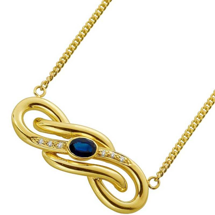 Halskette CH.ABRAMOWICZ | Infinity Collier Gelbgold 585 Blauer Saphir 1.07Ct. Diamanten 0.06Ct.