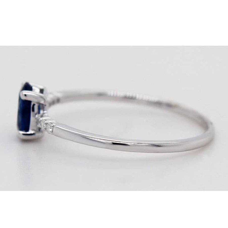 Ringe CH.ABRAMOWICZ | Ring Wei Gold 585 1Blauer Saphir 0,60Ct 6 Diamanten 0,04Ct W/Si