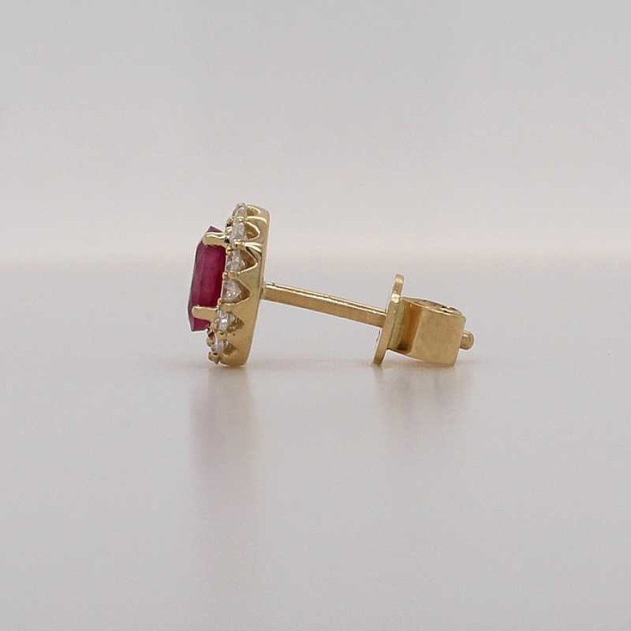 Ohrringe CH.ABRAMOWICZ | Ohrstecker Gelbgold 585 2 Rubine 0,94Ct28 Brillanten 0,27Cttw/Vsi