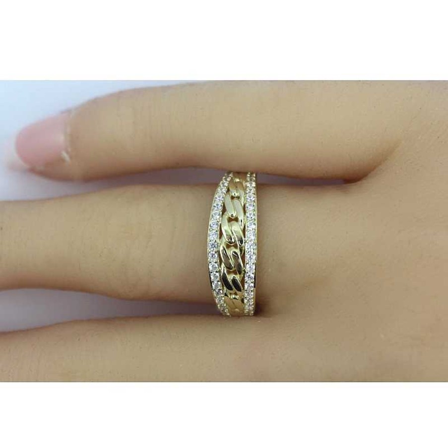 Ringe CH.ABRAMOWICZ | Ring Ketten Optik Gelbgold 333 Brillantlook Wei E Zirkonia