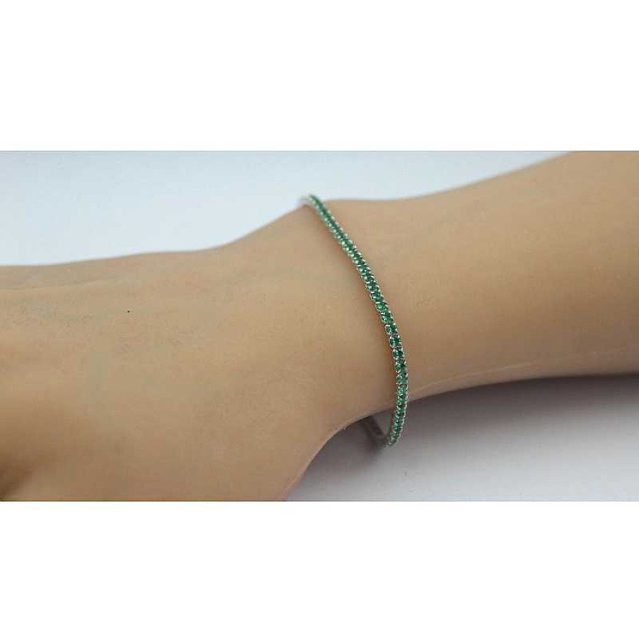 Armband CH.ABRAMOWICZ | Tennis Armband Silber 925 Wei Gold Optik Gr Ne Zirkonia Peridot Look