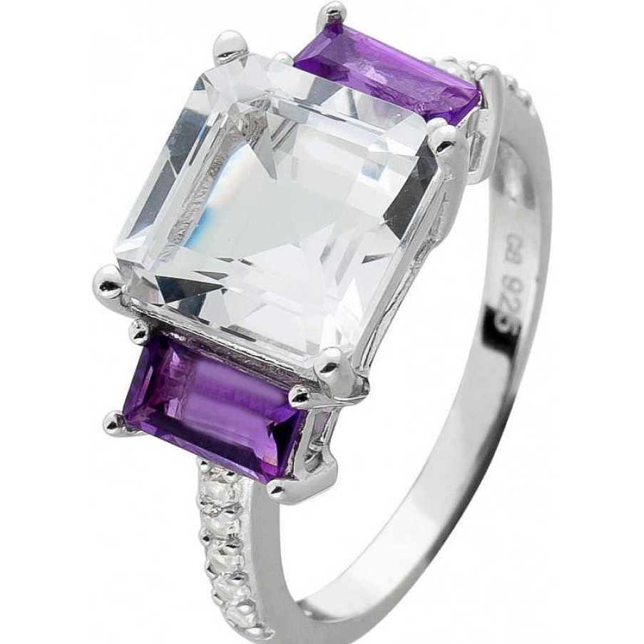 Ringe CH.ABRAMOWICZ | Ring Silber 925 1 Wei Er Topas 2 Amethyst Edelsteine 10 Zirkonia