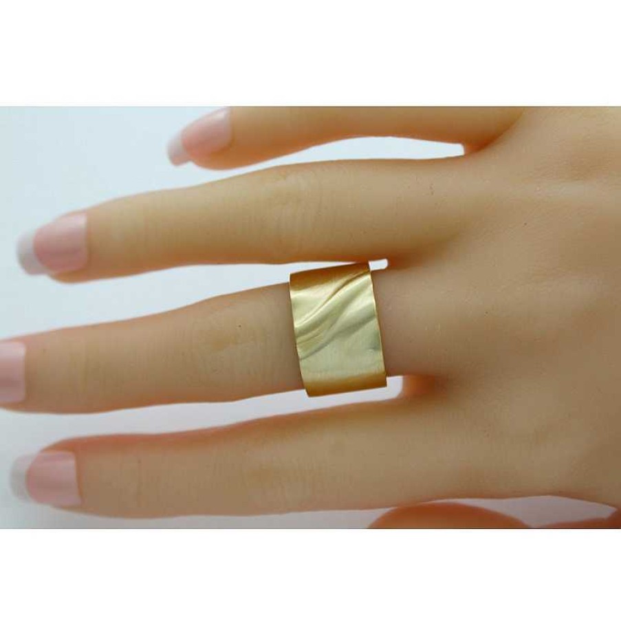 Ringe Vivien Lee | Designer Ring Aus Vergoldetem Edelstahl Mattierte Oberfl Che Design By Vivien Lee