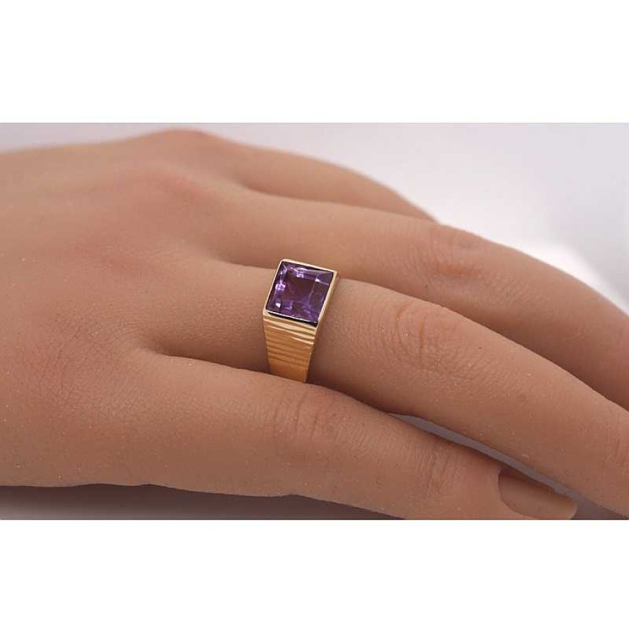 Ringe CH.ABRAMOWICZ | Antiker Solit Rring Um 1950 Gelbgold 585 1 Amethyst Edelstein 3,00Ct.