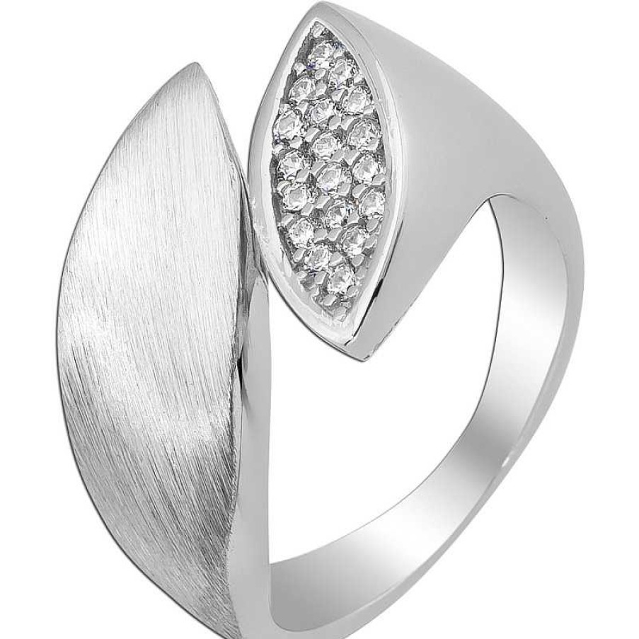 Ringe CH.ABRAMOWICZ | Designer Ring Silber 925 18 Wei E Zirkonia Krappengefasst Mattiert