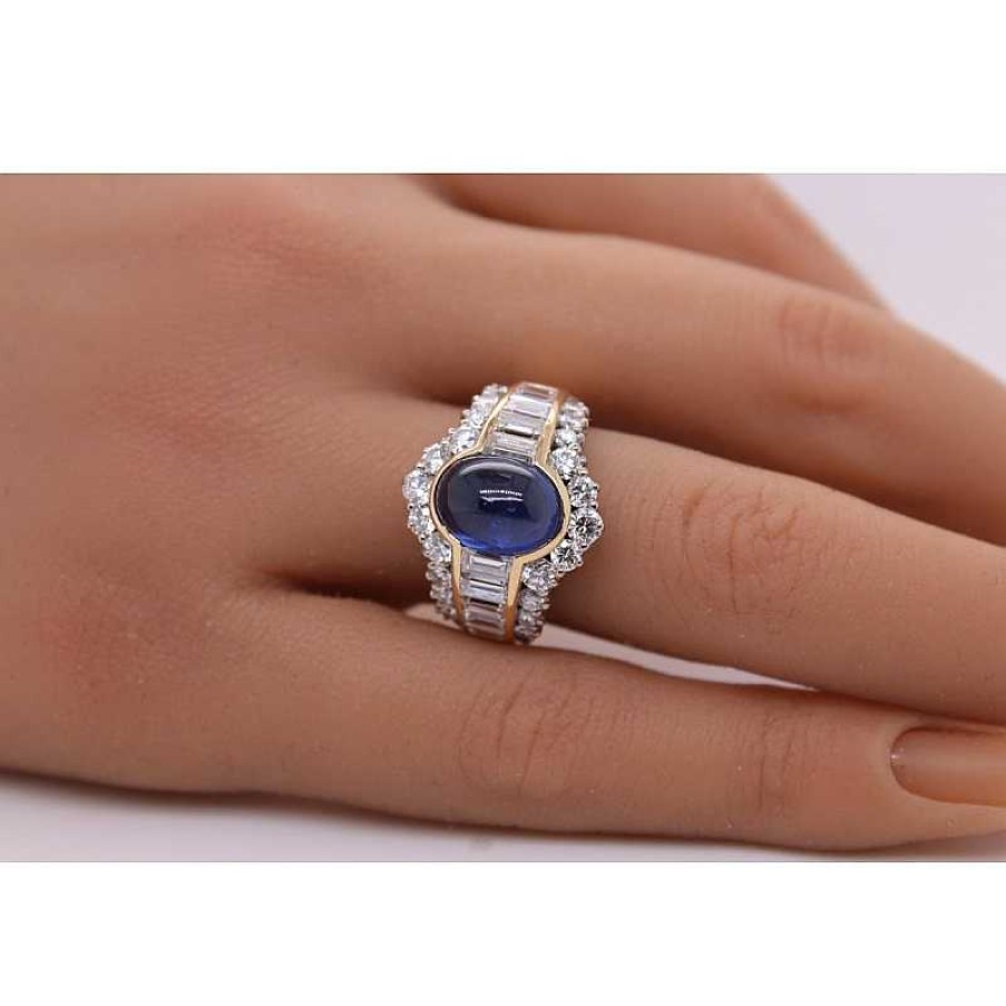 Ringe CH.ABRAMOWICZ | Jakobi Wei Gold 750 Blauer Stern Saphir Ceylon 5,00Ct. Diamanten Ca.3,40Ct.