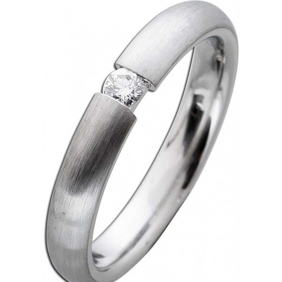 Ringe CH.ABRAMOWICZ | Verlobungsring Platin950 1Brillant 0,10Ct W/Si Spannring Optik