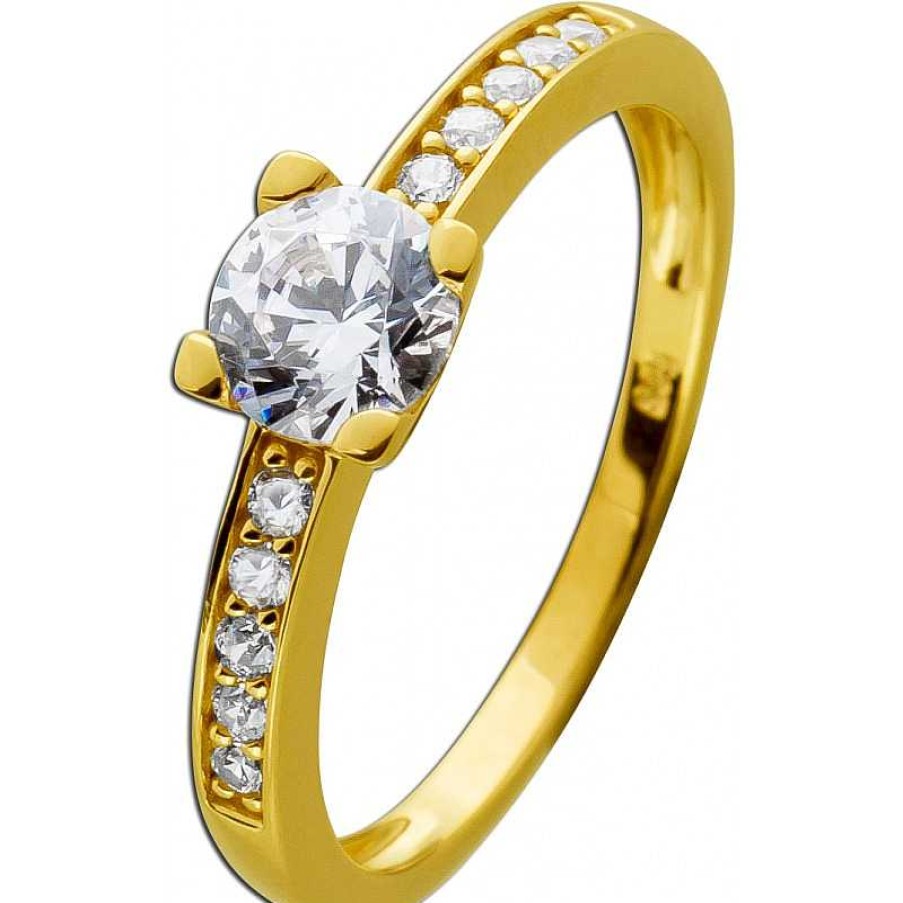 Ringe CH.ABRAMOWICZ | Ring Gelbgold 9 Karat 11 Zirkonia Brillantschliff Diamantlook