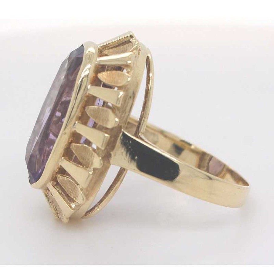 Ringe CH.ABRAMOWICZ | Amethystring In Gelbgold 585 Amethyst Edelstein Ca.8,20Ct. Antik 1930