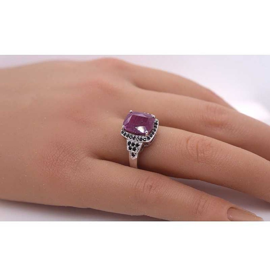 Ringe CH.ABRAMOWICZ | Ring Silber 925 Roter Rubin 40 Schwarze Spinell Edelsteine