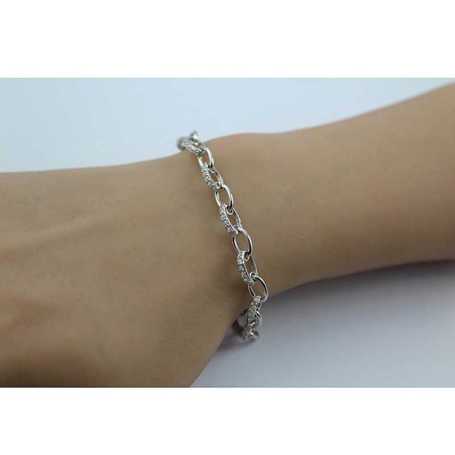 Armband Keine Angabe | Fusskette Silber 925 Mitvielen Zirkonia, Breite 6,3Mm, 9,5 Gramm, 23+2Cm