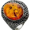 Ringe CH.ABRAMOWICZ | Ring Silber 925/- Teils Geschw Rzt Mit Ovalen Cognac Bernstein