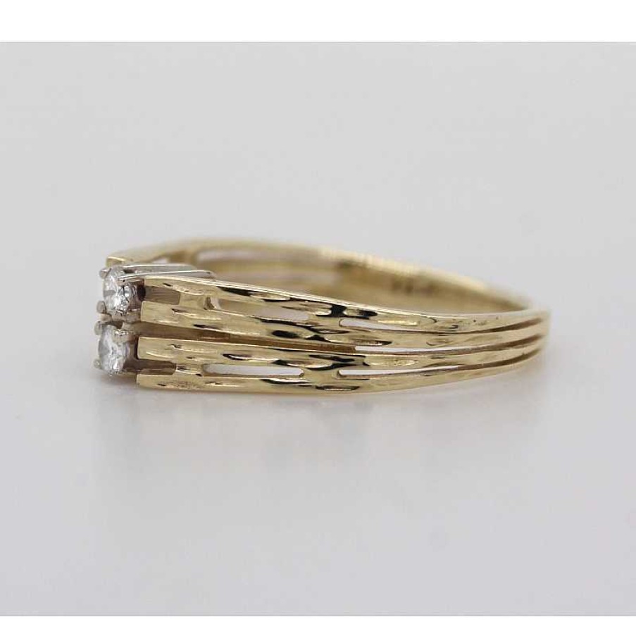 Ringe CH.ABRAMOWICZ | Diamantring Gelbgold 14 Karat 2 Brillanten 0,08Ct.Tw/Vvs Antik 1970