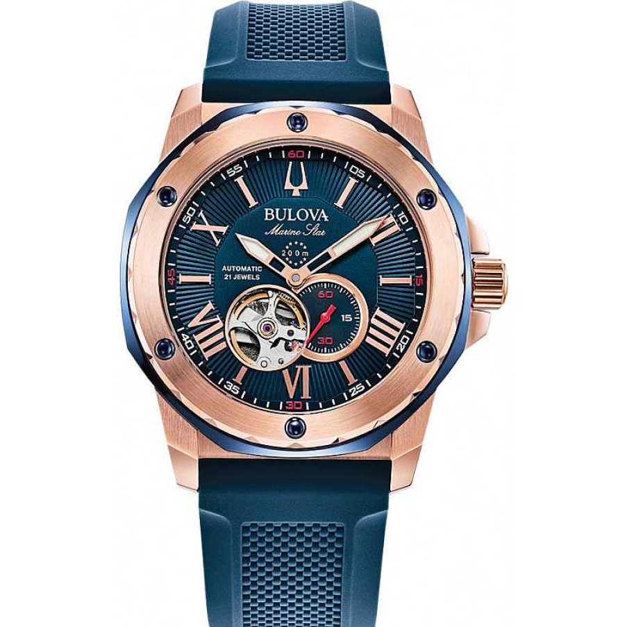 Uhren BULOVA | Bulova Uhr 98A227 Automatik Herrenuhr Rose Blau