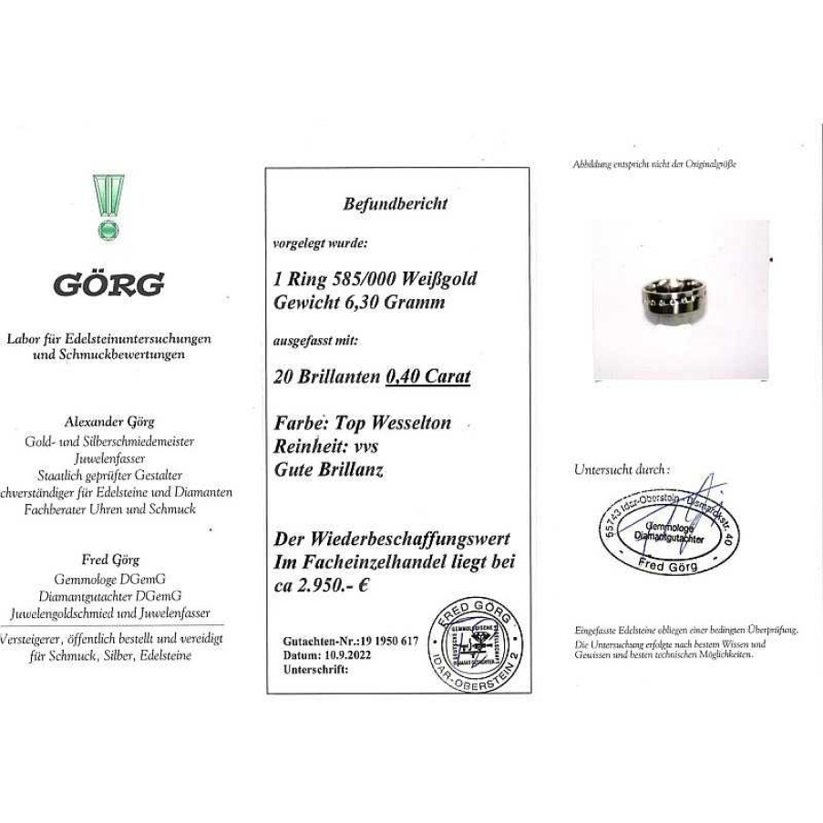 Ringe CH.ABRAMOWICZ | Brillantring Wei Gold 14 Karat 20 Diamanten 0,40Ct Tw/Vvs Mattiert