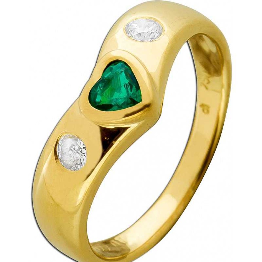 Ringe CH.ABRAMOWICZ | Damenring Gelbgold 750 Gr Ner Smaragd 0.22Ct. Diamanten 0.18Ct.