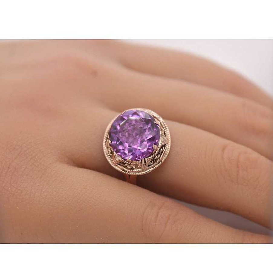 Ringe CH.ABRAMOWICZ | Amethystring Rosegold 585 1 Amethyst Ca.9,73Ct. Antik Von 1920