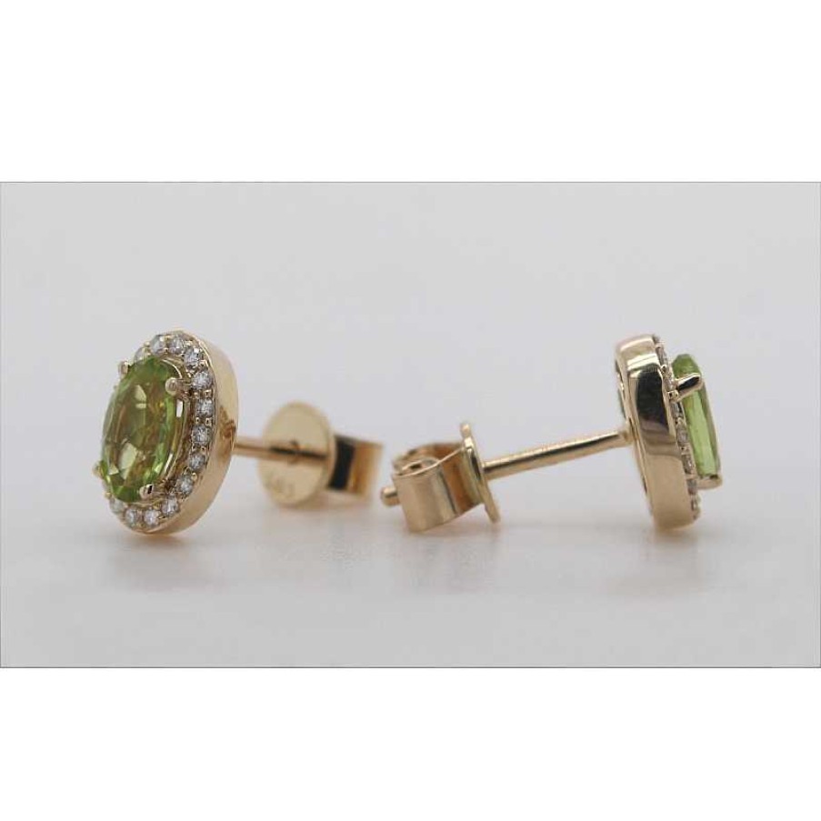 Ohrringe CH.ABRAMOWICZ | Ohrstecker Gelbgold 585 2 Peridot Edelsteine 36 Diamanten