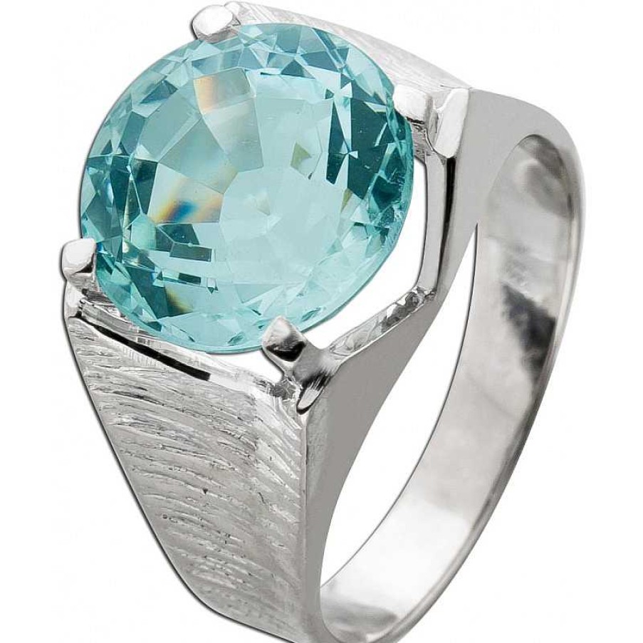 Ringe CH.ABRAMOWICZ | Damenring Wei Gold 585 Blauer Aquamarin Edelstein 6Ct Antik