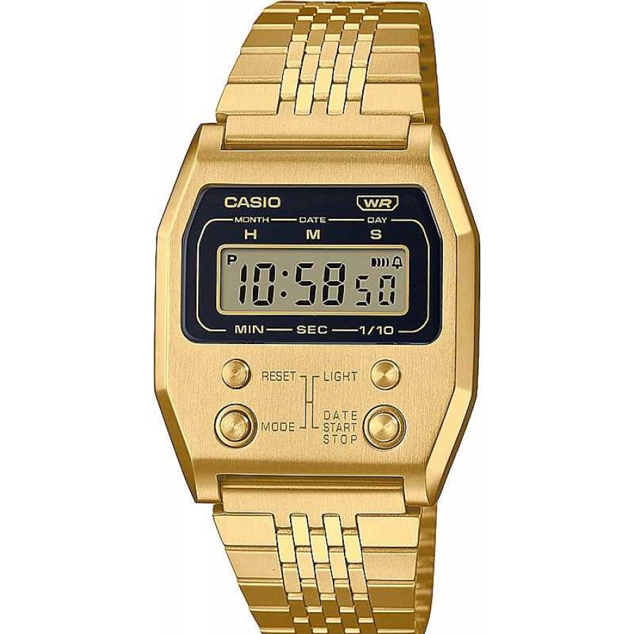 Uhren Casio | Casio Vintage A1100G-5Ef Edgy Herrenuhr Digital Gold Ip