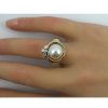 Ringe CH.ABRAMOWICZ | Perlen Ring Gelb Und Wei Gold 585 Mabe Perle Brillanten 1 Saphir