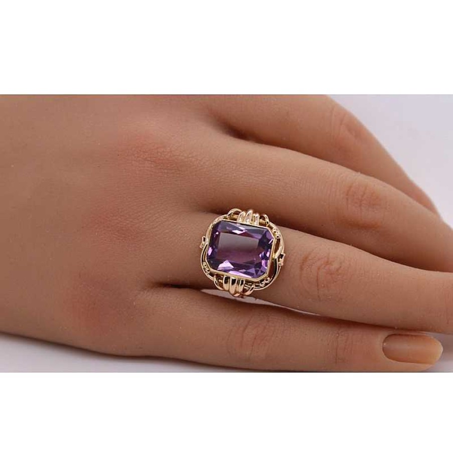 Ringe CH.ABRAMOWICZ | Ring Gelbgold 750 Lila Solit R Amethyst 11,50Ct. Sunflower Cut