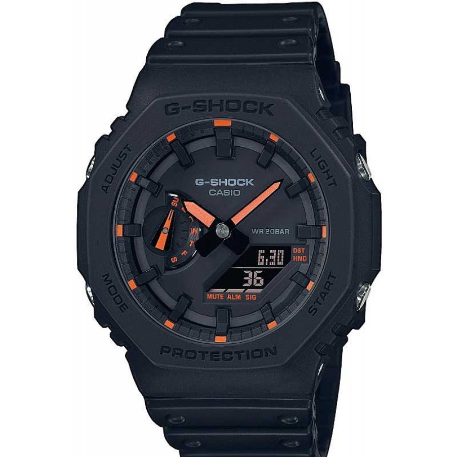 Uhren Casio | Casio G-Shock Ga-2100-1A4Er Classic Herrenuhr Schwarz/Orange