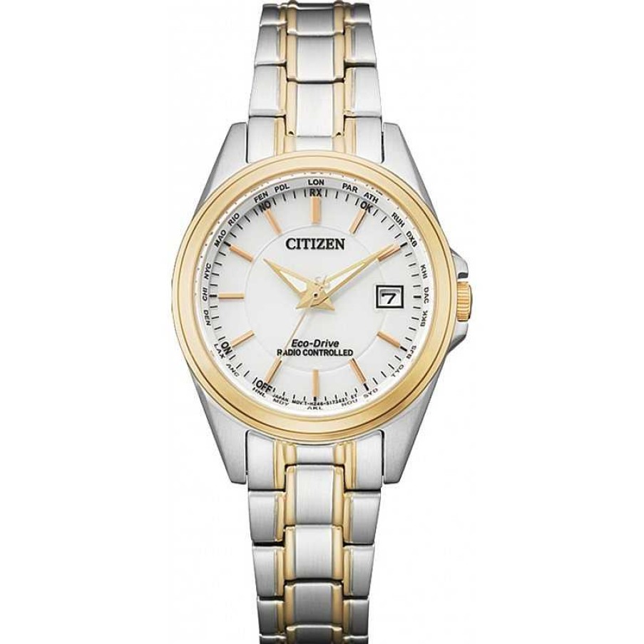 Uhren Citizen | Ec1186-85A Eco-Drive Damenuhr Funk Solar Bicolor Edelstahl 30Mm