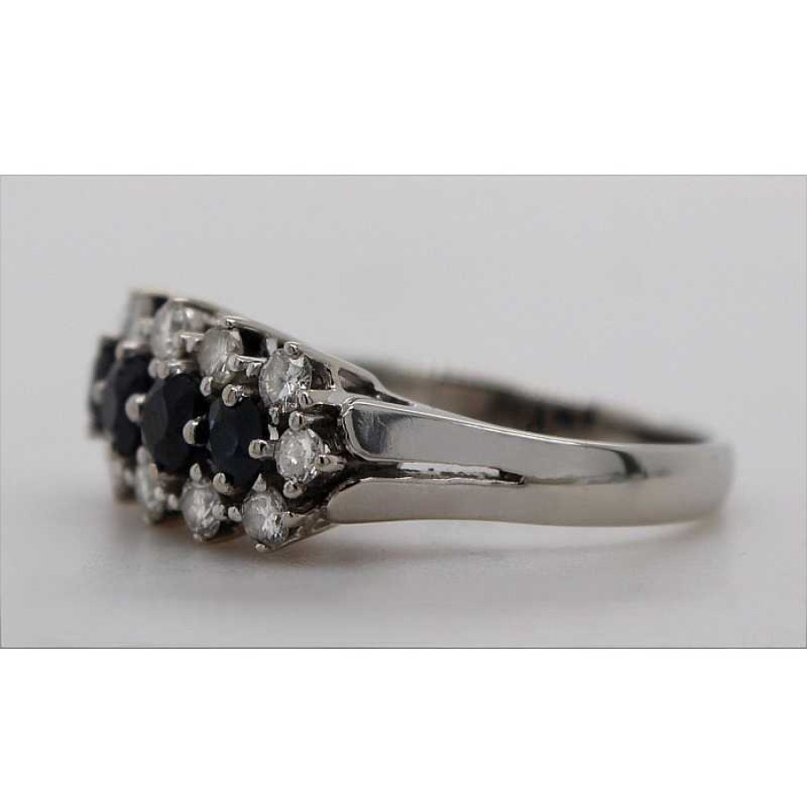 Ringe CH.ABRAMOWICZ | Saphirring 585 Wei Gold Blaue Saphire 0,92Ct. Brillanten 0,40Ct.