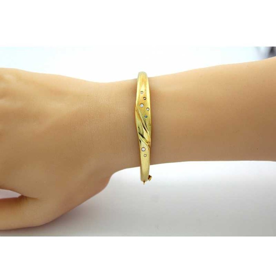 Armband CH.ABRAMOWICZ | Armreif Gelbgold 585 8 Bunte Diamanten 0,20Ct. Eismattiert