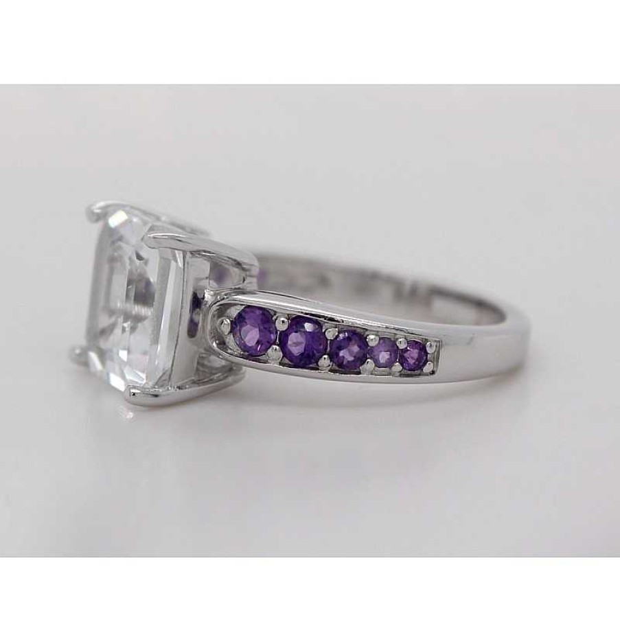 Ringe CH.ABRAMOWICZ | Ring Silber 925 1 Wei Er Topas 10 Amethyste Krappengefasst