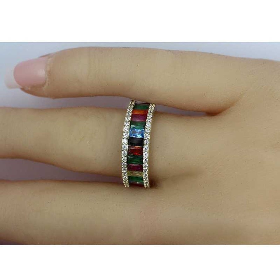 Ringe CH.ABRAMOWICZ | Rainbow Ring Gelbgold 333 Bunte Zirkonia Baguette/Brillantschliff