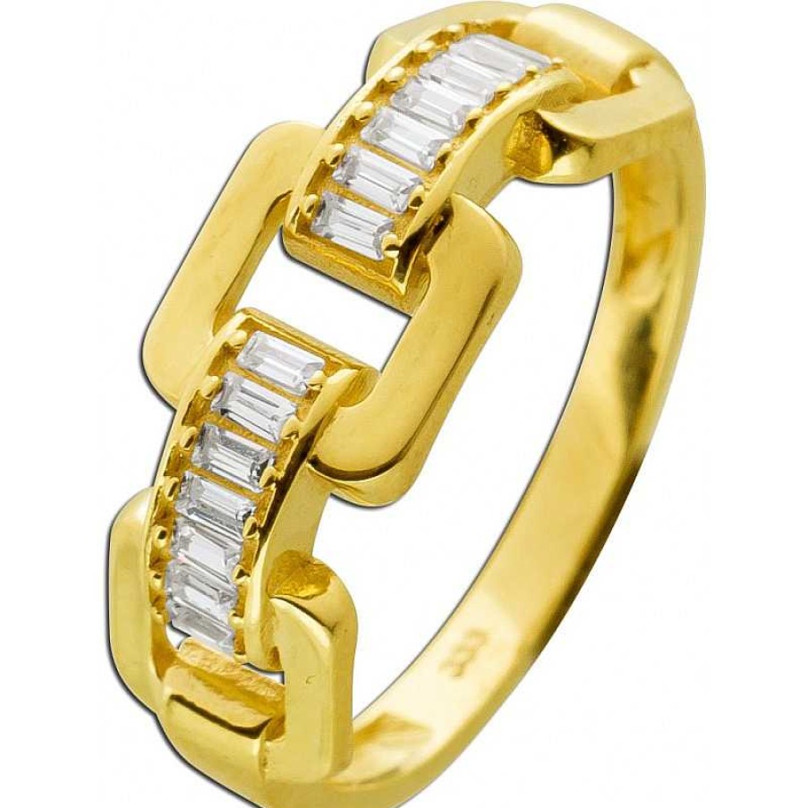 Ringe CH.ABRAMOWICZ | Ring Gelbgold 333 Kettenoptik 14 Zirkonia Baguette Schliff