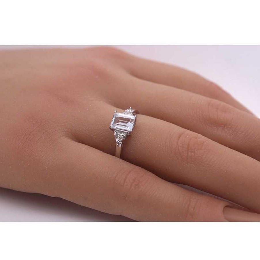 Ringe CH.ABRAMOWICZ | Ring Silber 925 1 Zirkon Edelstein Baguette Schliff 6 Wei E Zirkonia