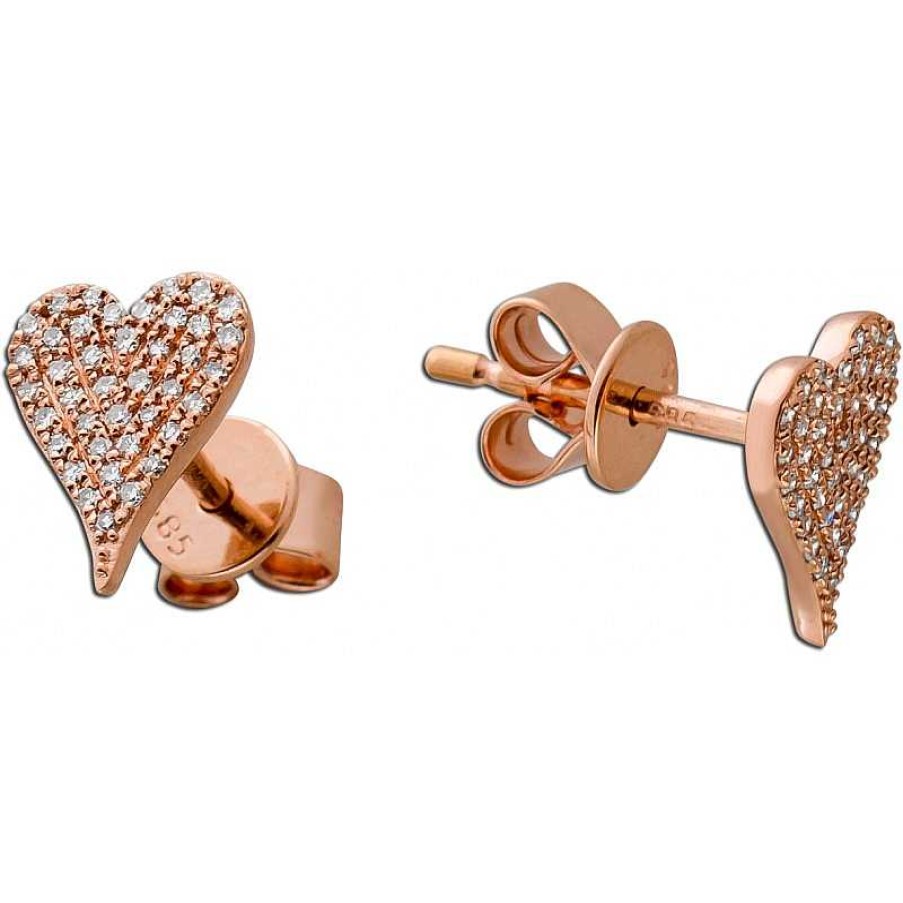 Ohrringe CH.ABRAMOWICZ | Herz Ohrstecker Rosegold 585 80 Brillanten 0,16Ct